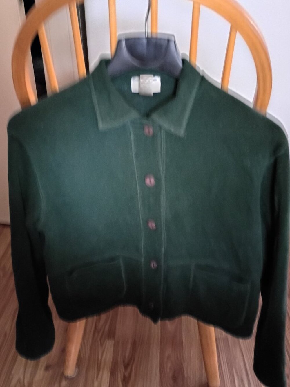 Women's Green Button Up Top S Long Sleeve